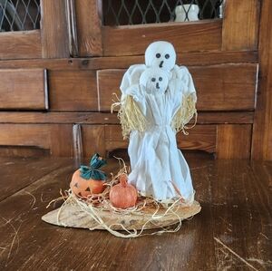 Vintage Halloween Straw Ghosts Pumpkins Figurine 1994 New Creative Enterprises
